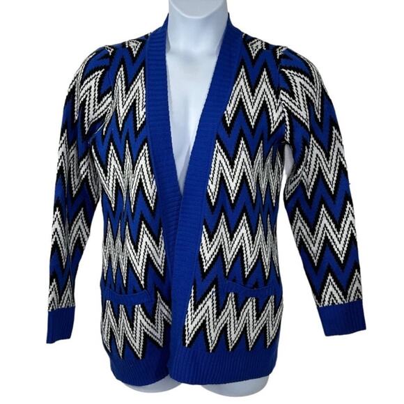 Allison Brittney Chevron Grandpa Open Front Vintage Cardigan Size Large - Picture 2 of 15